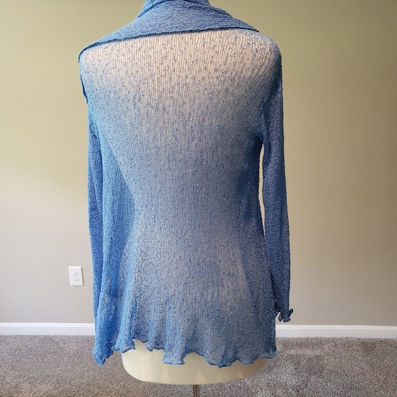 Fresco by Nomadic Traders – Beach Blue Long Mesh/Crochet Cardi/Shawl (One Size) - Picture 9 of 16